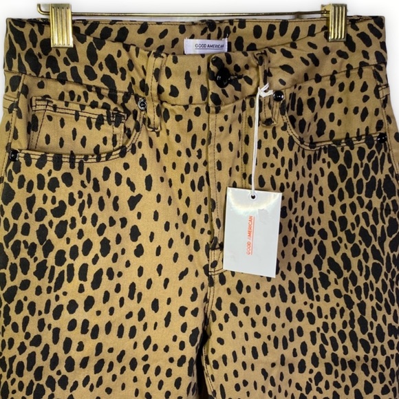 GOOD AMERICAN Good Waist Skinny Leopard Jeans NWT - Picture 3 of 6